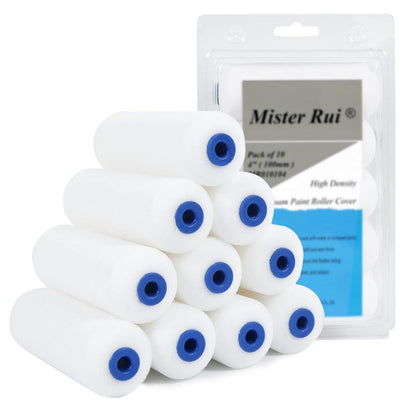 Mister Rui® 4 Inch High Density Foam Paint Roller Covers (Pack of 10) - MisterRui