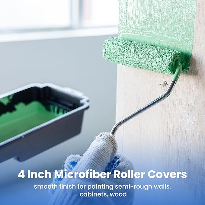 Mister Rui® 4" Microfiber Paint Roller Set(3/8 Inch Nap) - 40 Packs - MisterRui