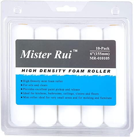 Mister Rui® 6 Inch (155MM) Foam Paint Roller Cover (Pack of 10) - MisterRui