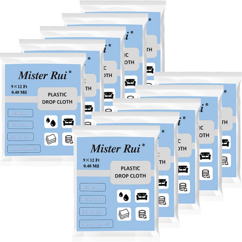 Mister Rui® 9x12 Feet Plastic Drop Cloth - 10 Pieces - MisterRui