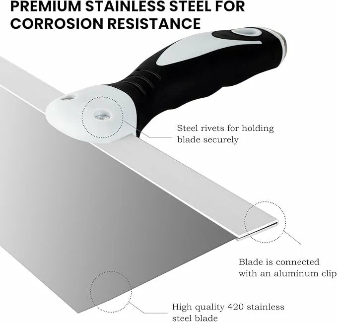 Mister Rui Stainless Steel Drywall Paint Scraper Putty Knife set with Mud Pan - 7PCS - MisterRui