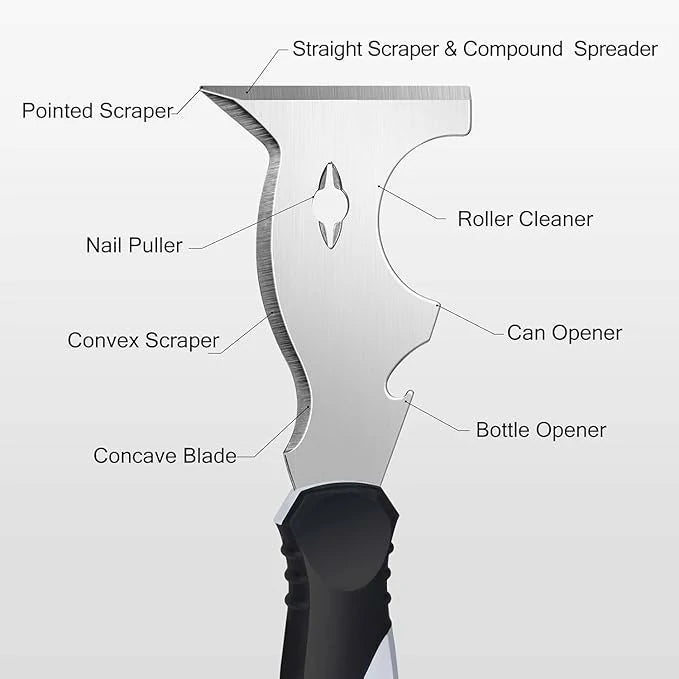 Mister Rui Stainless Steel Drywall Paint Scraper Putty Knife set with Mud Pan - 7PCS - MisterRui